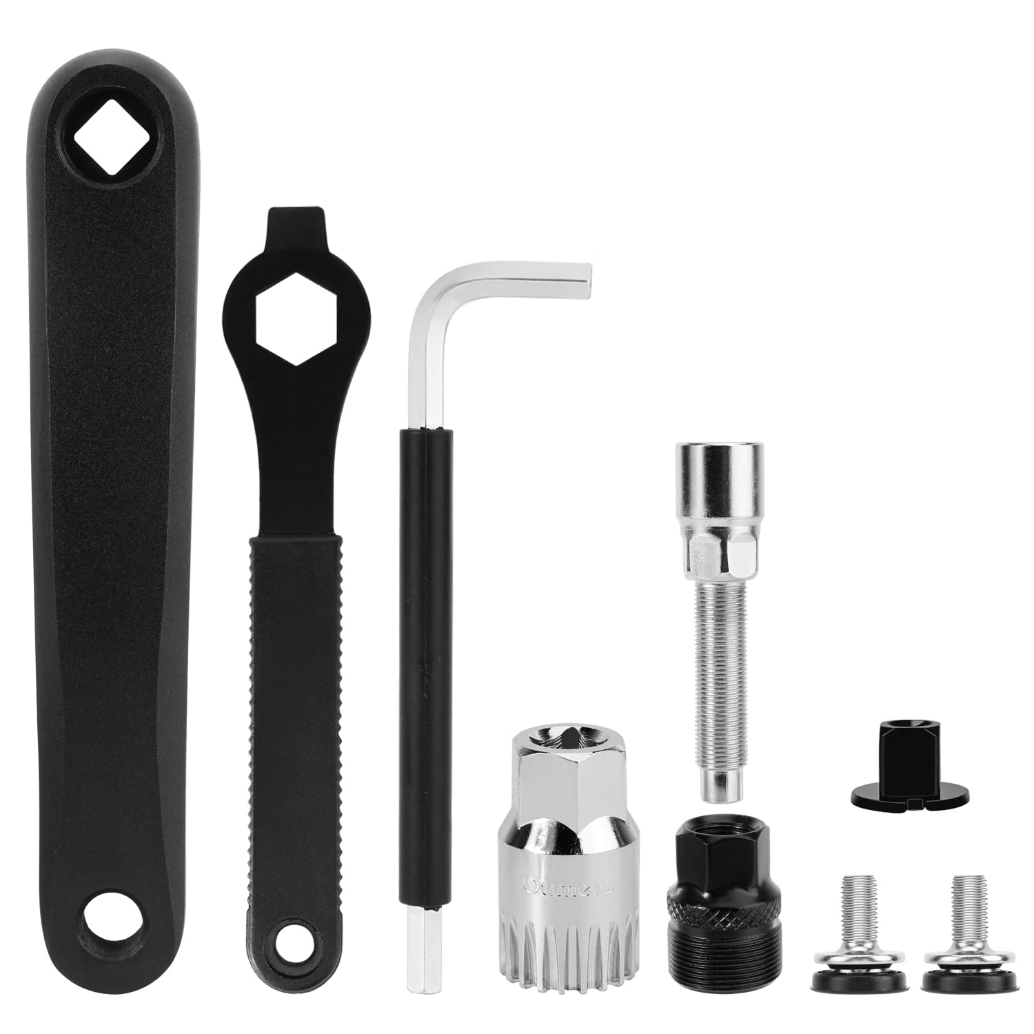 Oumers Bike Crank Puller Tools Set, Bike Crank Arm Remover + Bottom Bracket Removal + Spanner Wrench + Hexagonal Wrench + Bicycle Crank Arm + hex head crank arm Bolts for Repair Bike