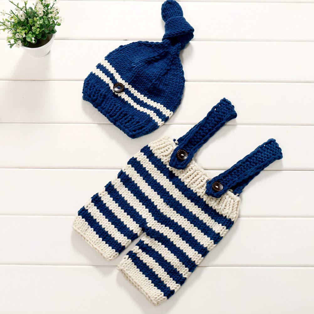 Ensemble Nouveau Ne Bebe Photographie Tenue Raye Tricot Salopette Pantalon Bonnet Nouveau Ne Photographie Accessoires Bebe Photographie Costumes Costume Bleu Marine Rayures Ensemble Ogquaton 2pcs Bebe Bilkvarteret Bebe Fille 0 24m