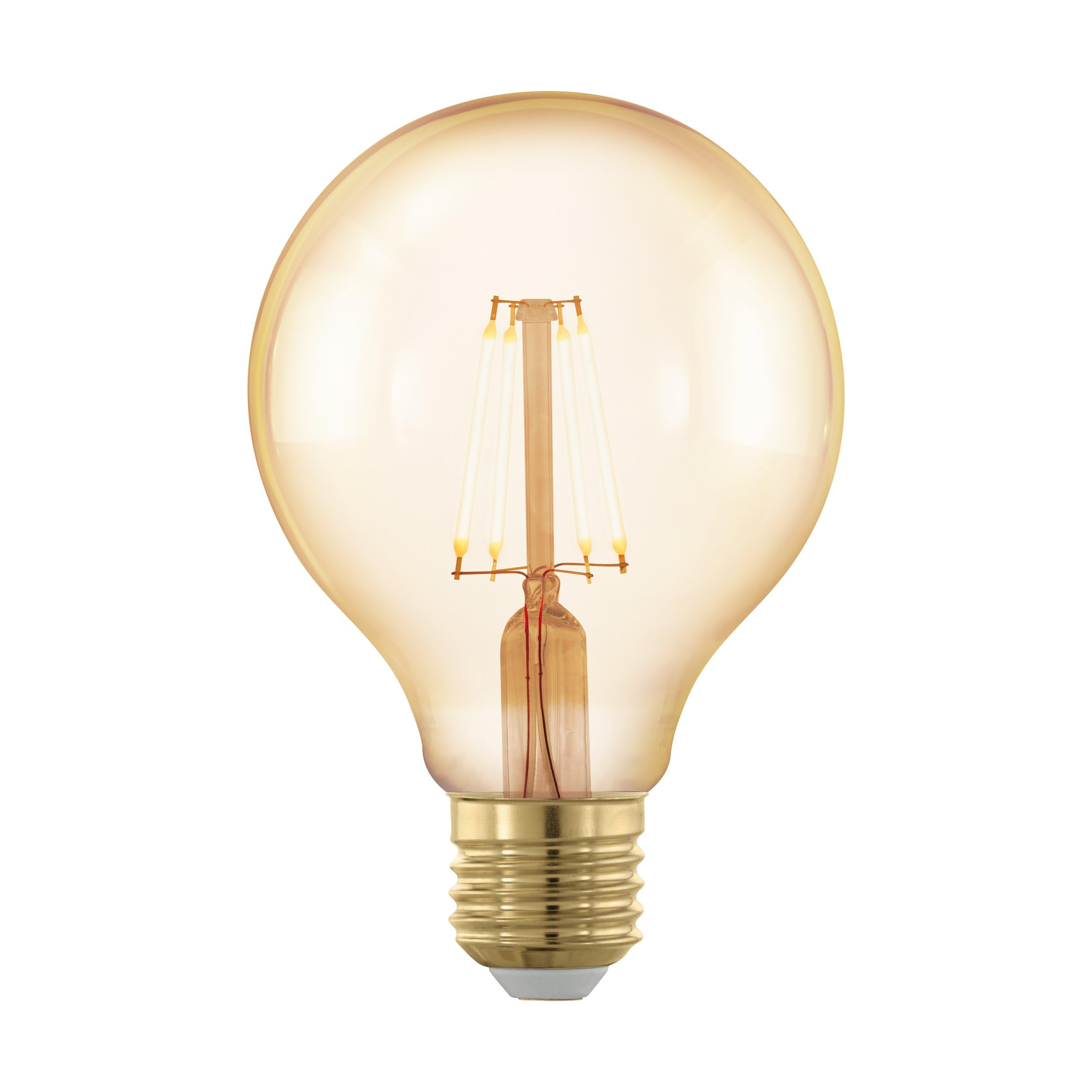 Eglo E27 LED Globe, 3 Step dimmable Amber Vintage Filament Light Bulb, Edison lamp for Retro Lighting, 4.5 watt, Warm White Glow, 2200 Kelvin, G80, Ø 3"