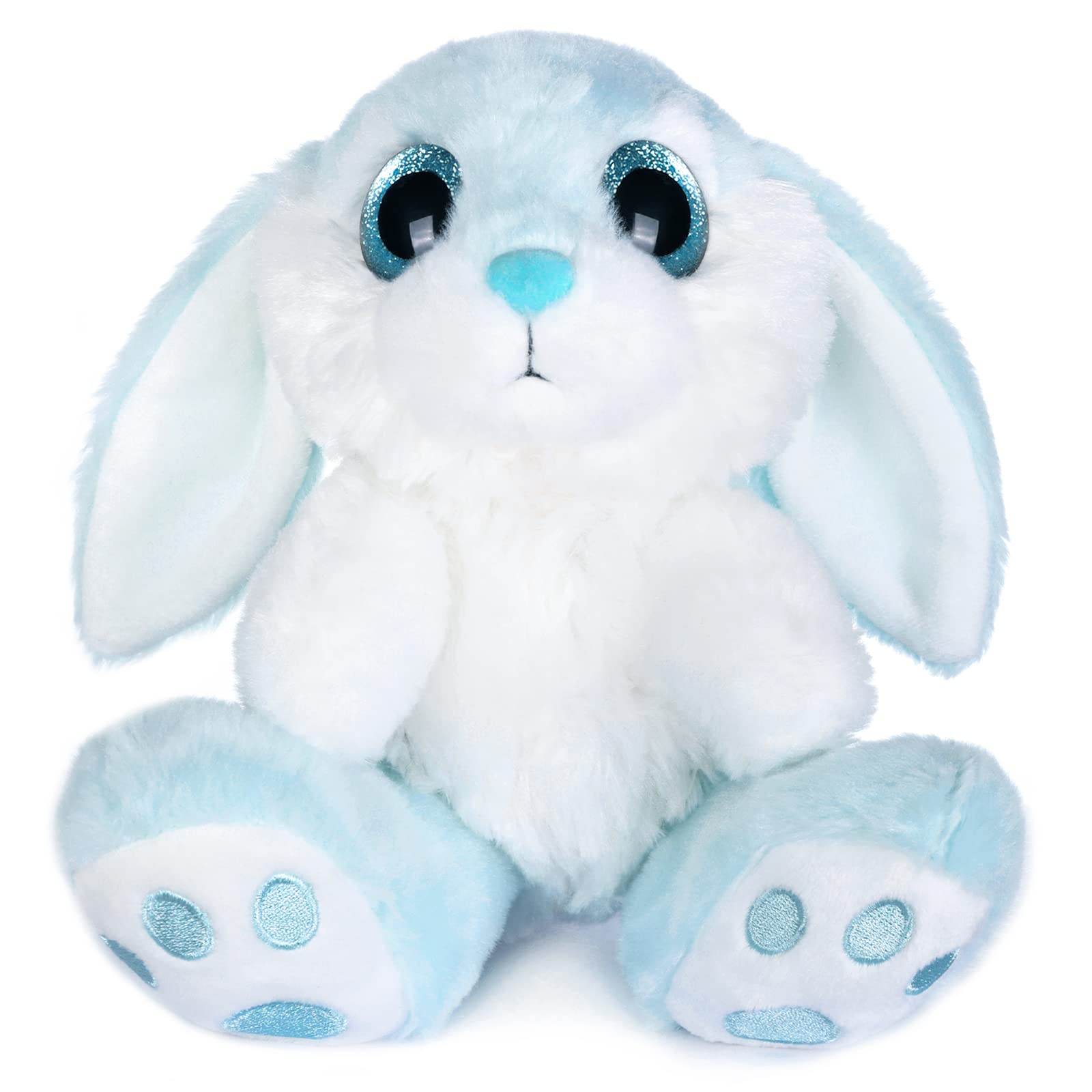My OLi Easter Bunny Teddy Soft Toy 22cm/8.5" Plush Rabbit Teddy with Floppy Ears – Cuddly Stuffed Animal Easter Gifts for Kids Babies Boys Girls Ideal Nursery Decoration, Blue