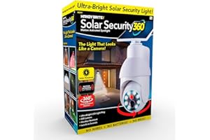 Ontel Handy Brite 360 LED Security Light with Fake Camera, 8 Super-Bright LEDs, Weather-Resistant Motion Sensor, Solar-Powered Outdoor Light, White