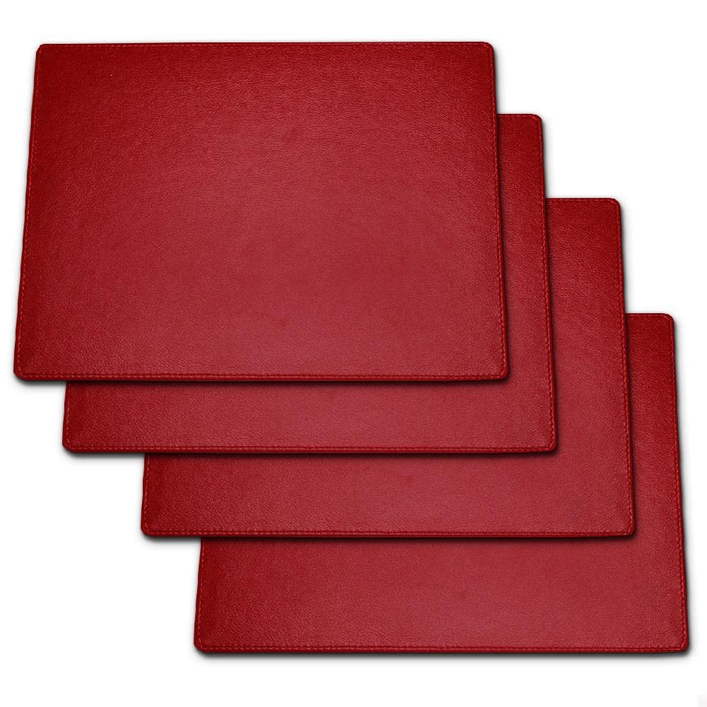 Faux Leather Placemats for Dinner Table, Pack of 4 (Red) — image 1
