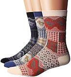 Flora&Fred Men's 3 Pair Pack Vintage Style Lucky Bird Cotton Crew Socks