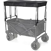 Black Removable Wagon Canopy Attachment with Rods, Foldable Sun Shade Cover | for Collapsible Beach Utility Carts, Folding Wagons, Outdoor Picnic Trolleys