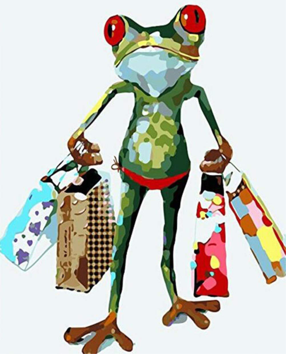 ABEUTY DIY Paint by Numbers for Adults Beginner - Frog Shopping 16x20 inches Number Painting (No Frame)