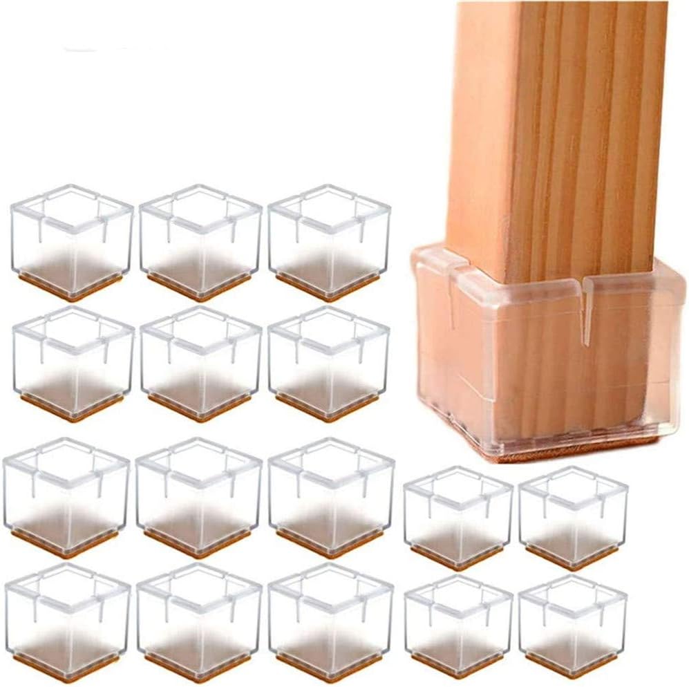 YGMXZL 16PCS Chair Leg Caps,Square Silicone Table Feet Cover Pads,Chair Leg Floor Protectors,Furniture Foot Cups for Anti Scratch (49-55mm)