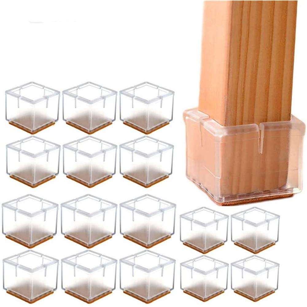 YGMXZL 16PCS Chair Leg Caps,Square Silicone Table Feet Cover Pads,Chair Leg Floor Protectors,Furniture Foot Cups for Anti Scratch (31-36mm)