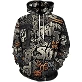 Snbidmk Unisex Funny Hippy Sweatshirt Hoodie 3D Printing Graffiti Hoodie Sweatshirt Mens