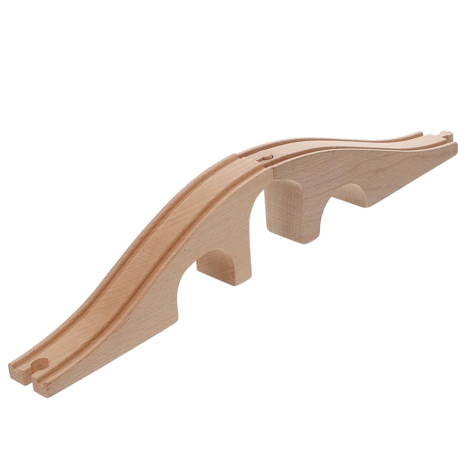 Wooden Train Bridge for Kids - 17.7 Inch One Arch Bridge, Compatible with Major Toy Train Sets, Synthetic Material, Khaki
