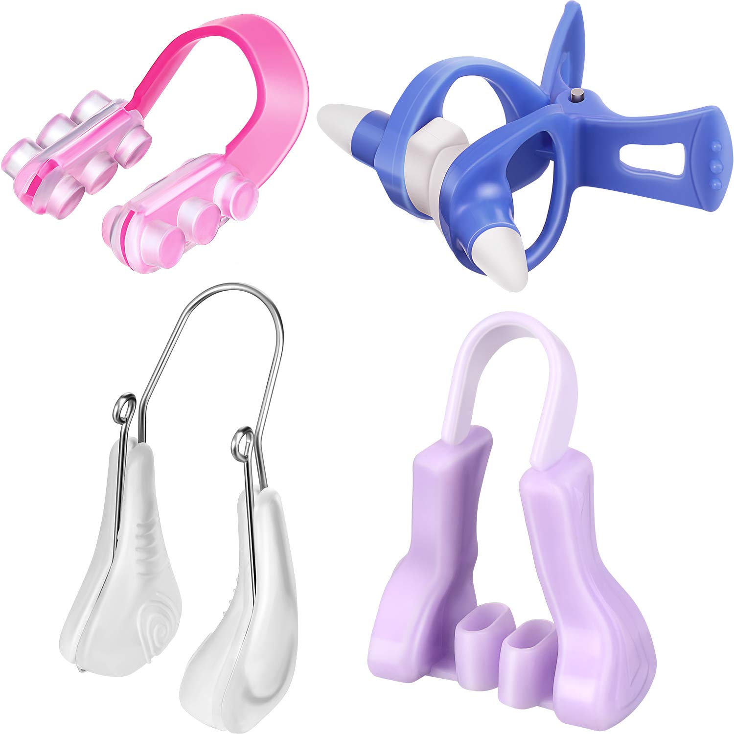 4 Pieces Silicone Nose Clip Nose Clip Nose Bridge Slimming Clips Set Beauty Clip Tools for Women (Purple, Pink, Blue, Transparent)