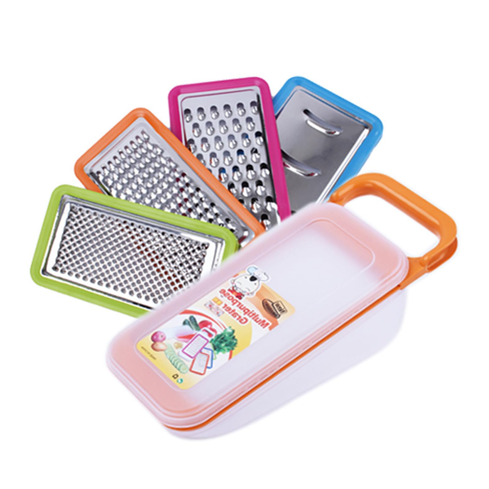 Contiup 4 in 1 Cheese Grater Set with Container Cheese Shredder Vegetable Graters Cheese Graters for Kitchen Plastic Box Graters(Orange)