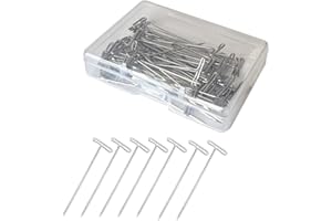 JFFX T Pins, 50 Pack T-pin 2 Inch Wig Pin for Blocking Knitting, Modelling, Crafts and Wig Making