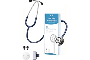 FriCARE Dual Head Stethoscope - Stethoscopes for Nurses, Medical Nursing Students, Paramedics/EMT/LVN/VNA Backup Estetoscopio, Navy Blue Tube, Stainless Steel Chestpiece