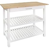 Casual Home Kitchen Island with Solid American Hardwood Top, Natural/White, 40" W (373-91)