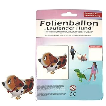 G&M Folienballon Airwalker Laufender Hund Braun Tier Luftballon Kindergeburtstag Party Deko