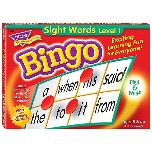 TREND ENTERPRISES: Sight Words Level 1 Bingo Game, Exciting Way for Everyone to Learn, Play 6 Different Ways, Great for Classrooms and at Home, 3 to 36 Players, for Ages 5 and Up