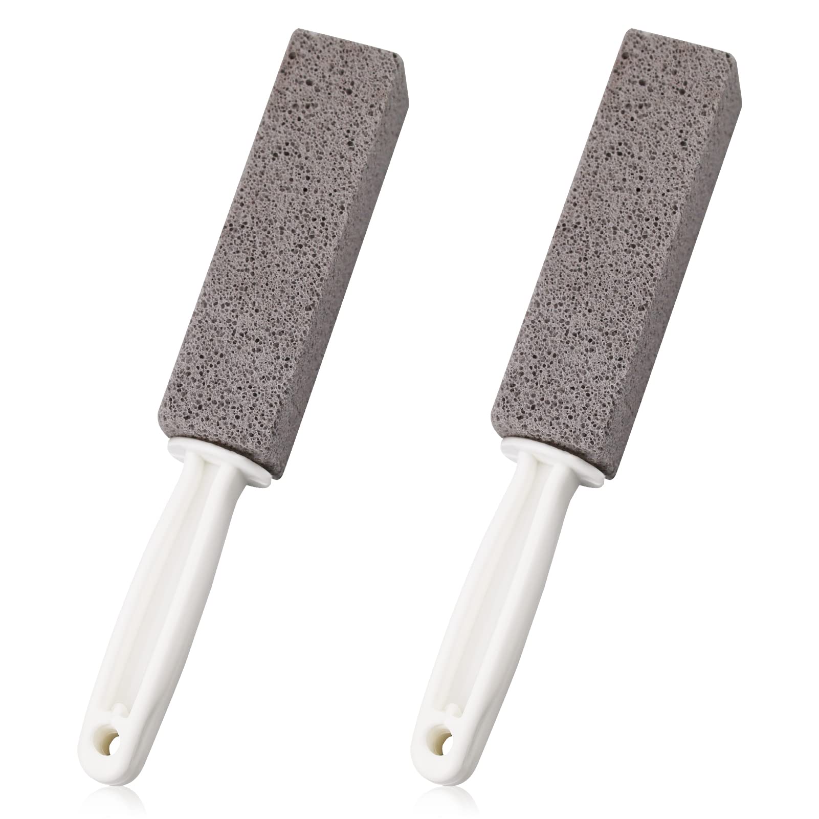 LAMXD Pumice Cleaning Stone, with Handle Toilet Bowl Ring Cleaner Pumice Stone Sticks, Hard Water Ring Stains Remover Pumice Stone Sticks Brushes for Kitchen Bath Pool Household Cleaning(2 Pack)