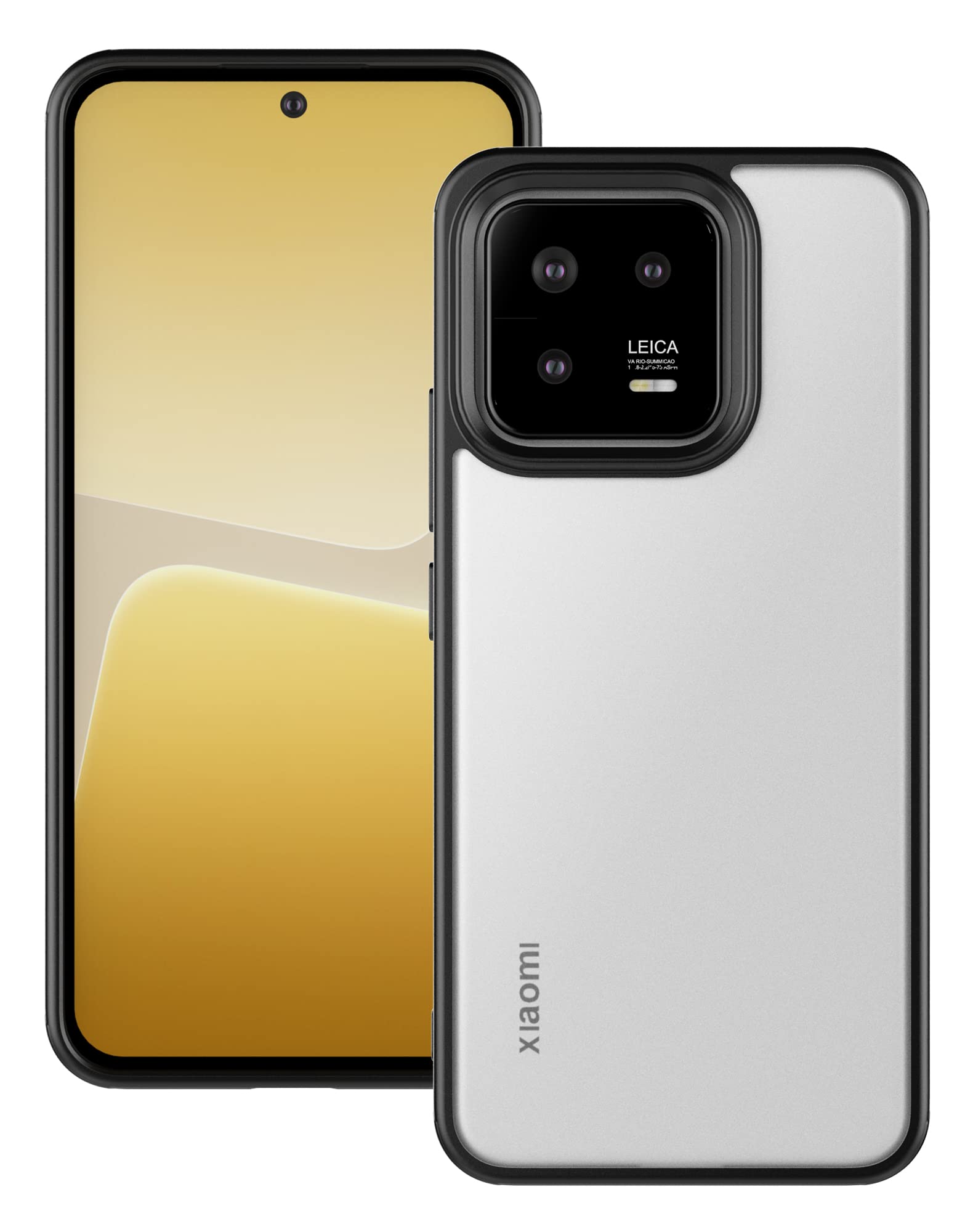 Eastcoo Translucent Case for Xiaomi 13 5G, [Hard Frosted PC Back+ Black Soft TPU Bumper] [Anti-Yellowing] [Support Wireless Charging] Slim Fit Shockproof Protective Case Cover for Xiaomi 13, Black