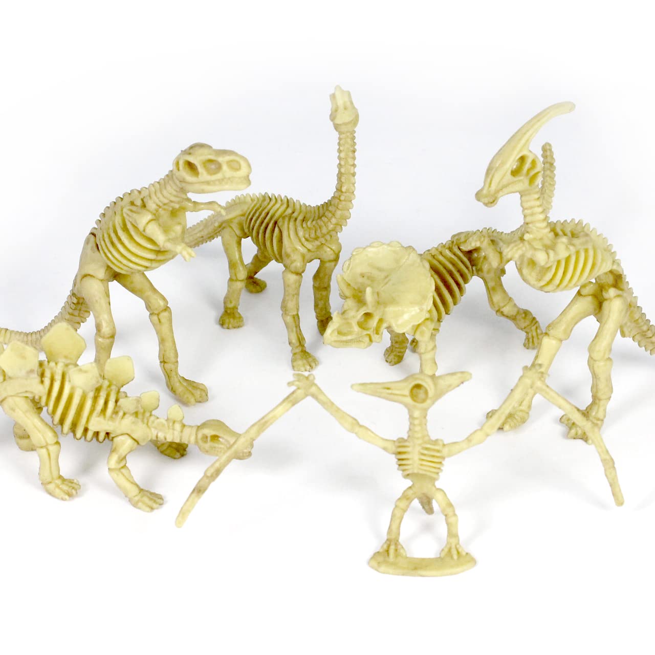 Dinosaur Skeleton Figures, 6-Inch Realistic Dino Fossils for Kids, 6pc Educational STEM Digging Kit, Durable Plastic Archaeology Excavation Toy Set, Large Dinosaur Bones for Science Play & Learning