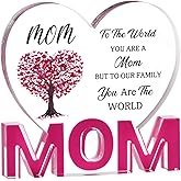 JLBLNHW Christmas Gifts for Mom - Mom Christmas Gifts from Daughter Son Dad - Acrylic Heart Sign Plaque Presents 3.9 x 3.7 inch - Thanksgiving Mothers Day Birthday Gifts for Women