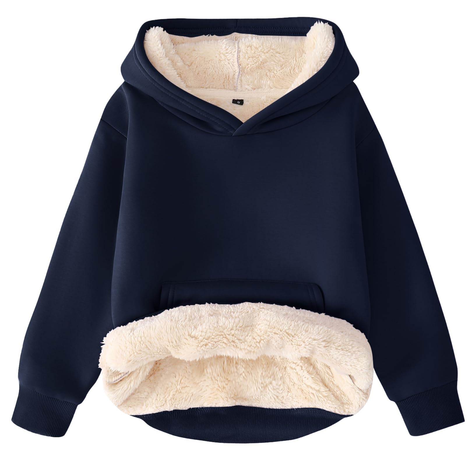 Photo 1 of ***(STOCK PHOTO FOR REFERENCE ONLY/ COLOR IS BABY BLUE)***Flygo Unisex Boys Girls Fleece Lined Sherpa Hoodie Kids Warm Winter Hoodies Pullover Hooded Sweatshirt Sweater(Navy-XL) LIGHT BLUE