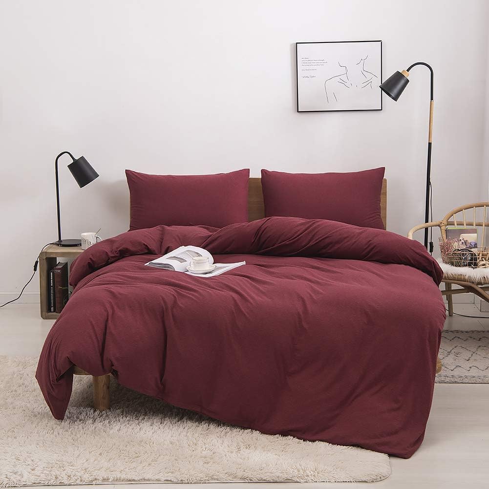 Amazon Com Mertrago Burgundy Duvet Cover Queen Jersey Duvet Cover