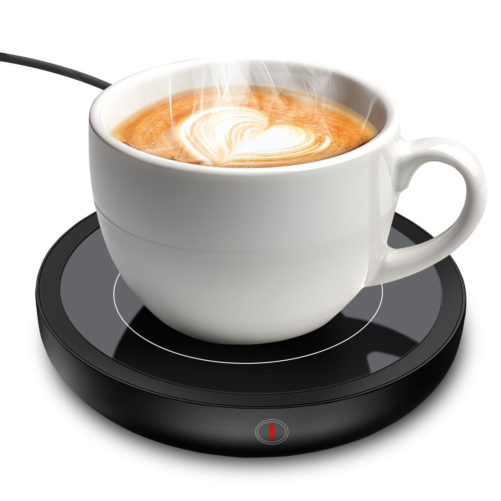 Coffee Mug Warmer for Desk Smart Cup Warmer 4hrs Auto Shut Off, Mug Warmer Electric Heated Coaster Up to 176°F/80℃ with 3 Temp Settings Heating Coffee, Tea, Milk, Candle for Office Home (Black)