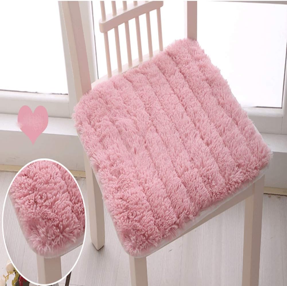 Soft Plush Chair Pads with Ties Winter Indoor Warmth Square Chair Covering Nonslip Comfort Dining Seat Pads Stool Mat Cover Decoration for Home Patio Kitchen Office Dorm