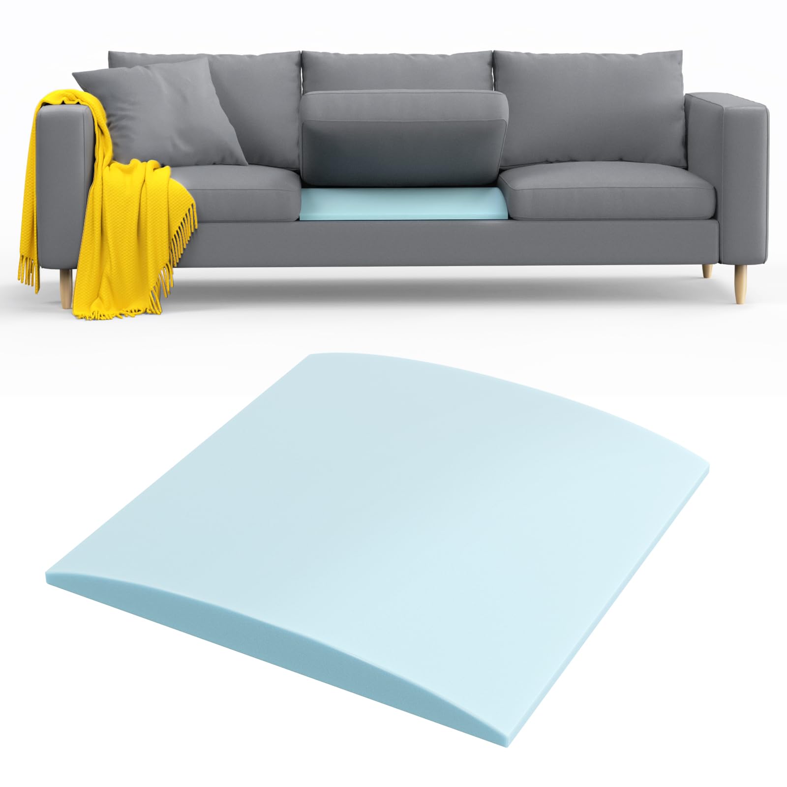 Photo 1 of MYLIFESION Couch Cushion Support to Fix Sagging Sofas - 20''x20'' Under Cushion Supports for Saggy Seat High Density Curved 40D Foam, Blue 1 Pack