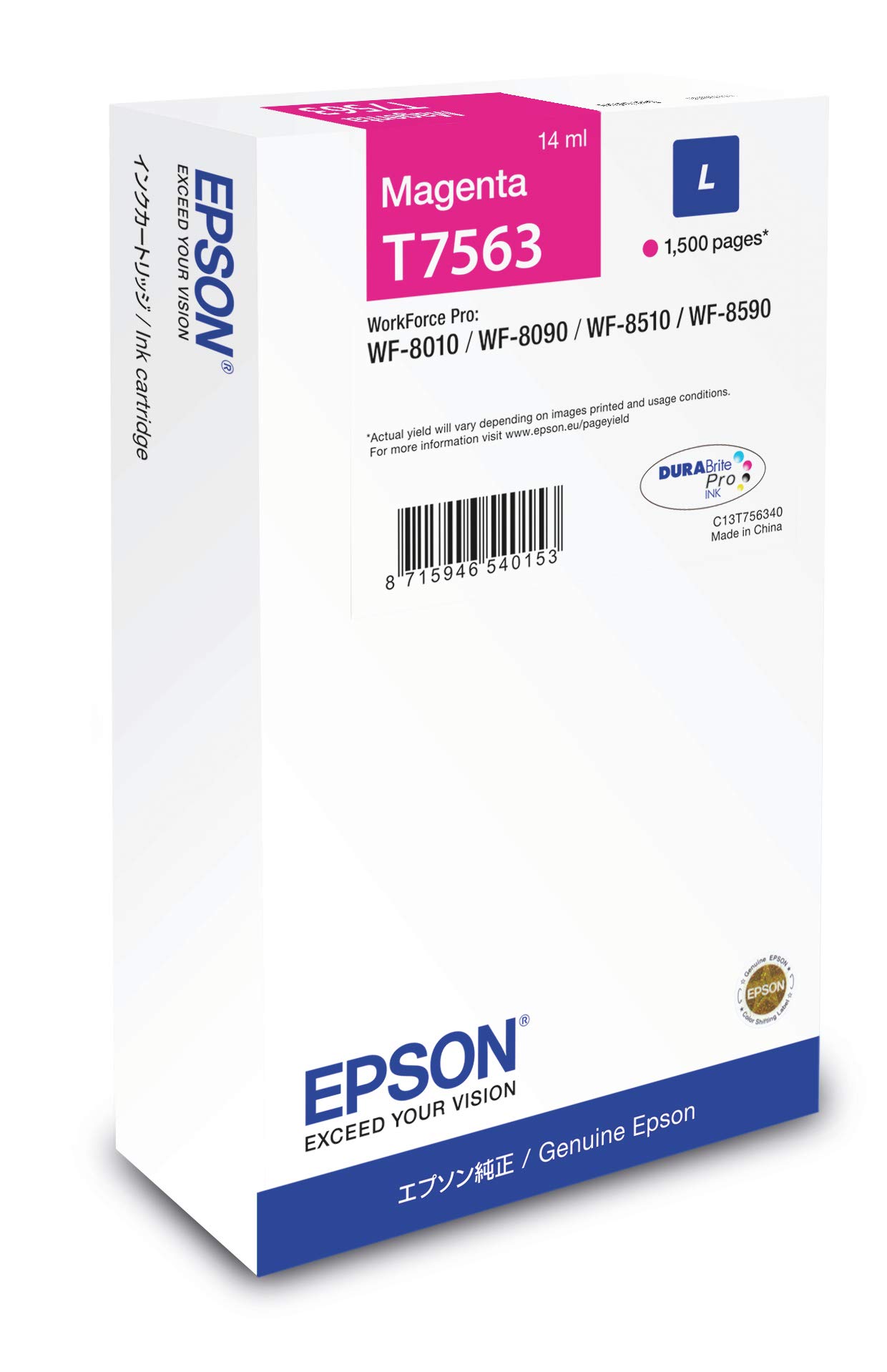 Epson T7563 Magenta Genuine, Ink Cartridge DuraBrite Ultra