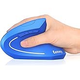 Lekvey Ergonomic Mouse, Rechargeable 2.4G USB Vertical Wireless Mouse, Blue | USB-C Charging, Wireless Plug &amp; Play, 800/1200/1600 DPI, Quiet Clicks, 6 Buttons, Reduce Wrist Fatigue, for Laptop, Mac, PC