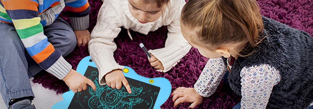 Voilamart LCD Writing Tablet Board Electronic Drawing Pad Digital eWriter for Kids Graphics Tablet Handwriting Pad with Partial Delete Function (Blue)