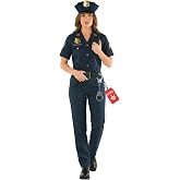 Morph Police Costume Women, Cop Costume Woman, Halloween Costumes for Women | Police Officer Costume for Women Includes Shirt, Pants, Police Cap, Belt, Double Radio &amp; Handcuffs; Perfect for Halloween