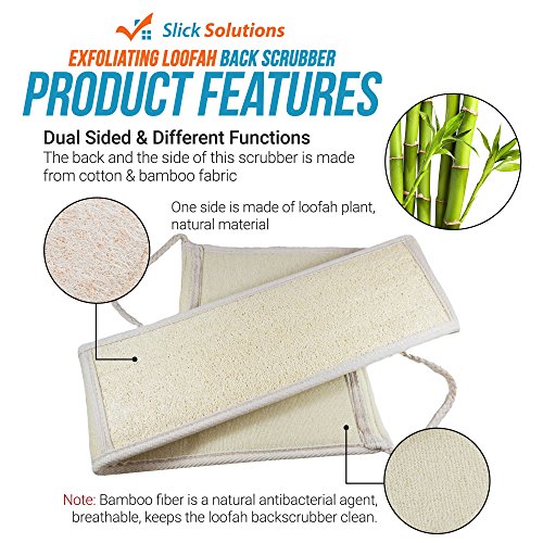 Exfoliating Loofah Back Scrubber for Shower(L) - Bath Loofah - Excellent Long Handled Loufa Sponge for Men and Women