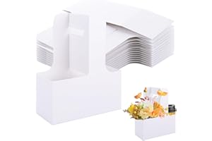 DAJAVE 40 Pack 2 Cup Drink Carrier with Handle, Disposable Coffee Cup Holder, White Paperboard Drink Carriers 20 oz to Go Cof