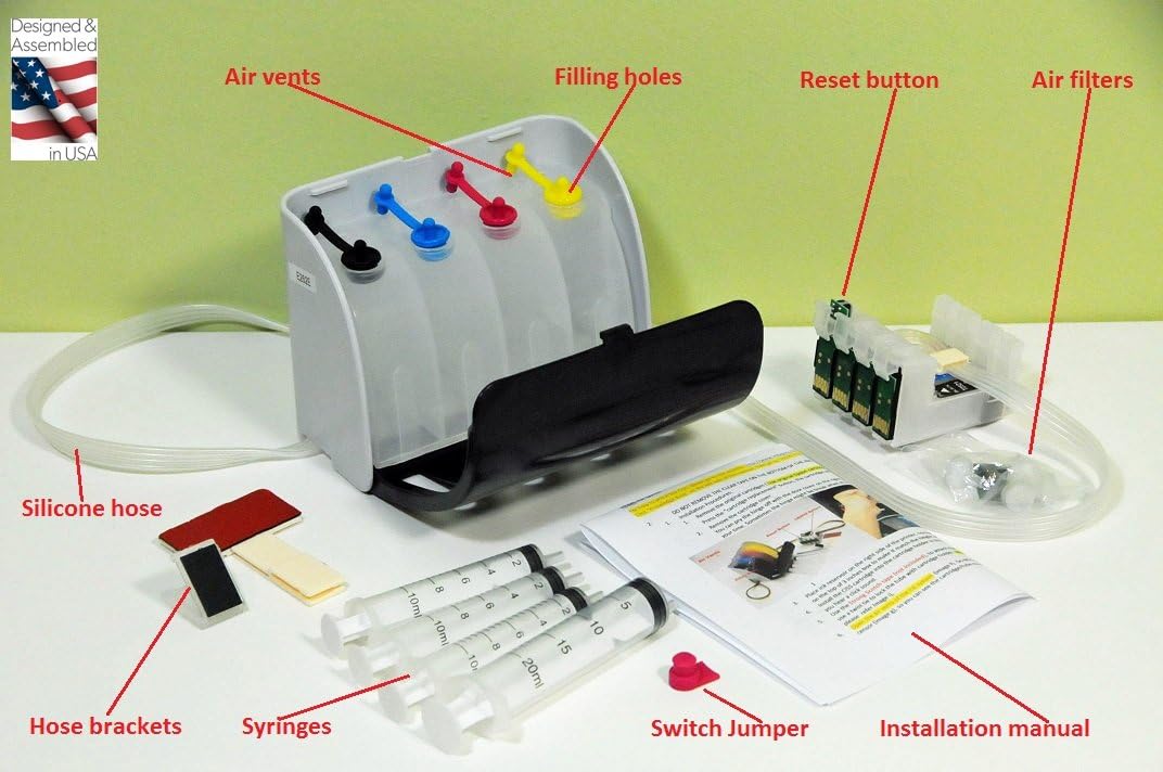 INKXPRO V Empty CISS Continuous Ink Supply System for T252XL Workforce WF-3620 WF-3640 WF-7110 WF-7610 WF-7620 WF-7710 WF-7720 WF-7210 Empty (Designed & Assembled in The USA, E252E)