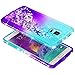 Galaxy Note 4 Case with Tempered Glass Screen Protector for Girls Kids Women, NageBee Glitter Liquid Sparkle Bling Floating Waterfall Diamond Cute Case for Samsung Galaxy Note 4 -Aqua/Purple