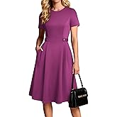 GRACE KARIN Church Dresses for Women 2026 Short Sleeve A Line Work Dresses Fit and Flare Dress with Pockets