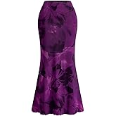 PRETTYGARDEN Women's Floral Print Mesh Long Skirt High Waisted Bodycon Fishtail Flowy Summer Maxi Skirts for Women Trendy