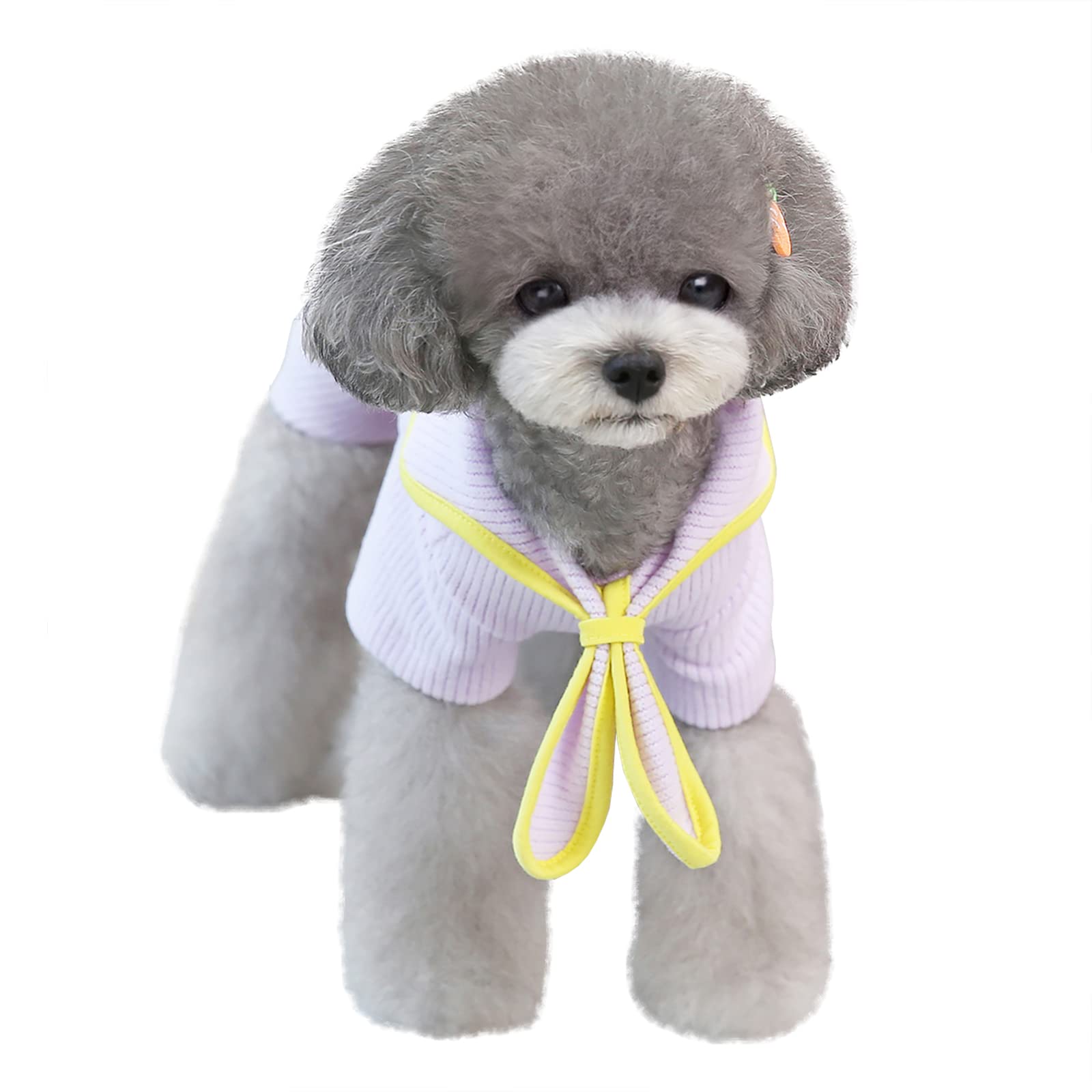 Izefia Dog Sweater Dog Clothes Autumn Winter Warm Sweat Shirt 4 Legs Jumpsuit Pajamas with Ribbon Simple Sweater for Small Dog Medium Dog Cat Purple L