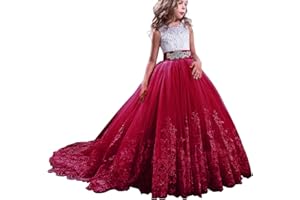 NNJXD Girls Princess Lilac Pageant Long Dress Kids Tulle Prom Ball Gowns