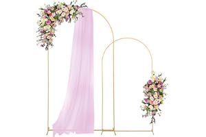 SuuWoee Metal Arch Backdrop Stand Set of 2 Gold (7.2FT+6FT) Wedding Arch Stand Balloon Arched Frame for Birthday Party Baby Shower Graduation Ceremony Decoration