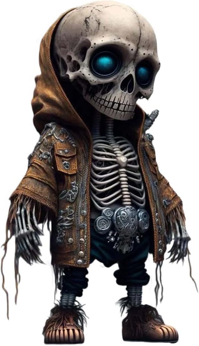 Pipihome Skeleton Figurines, Skull Ornament Statue Memorial Home Decor, Halloween Decorations Collectible Gothic Skull Gifts for Women Men, Room Bedroom Desk Decor
