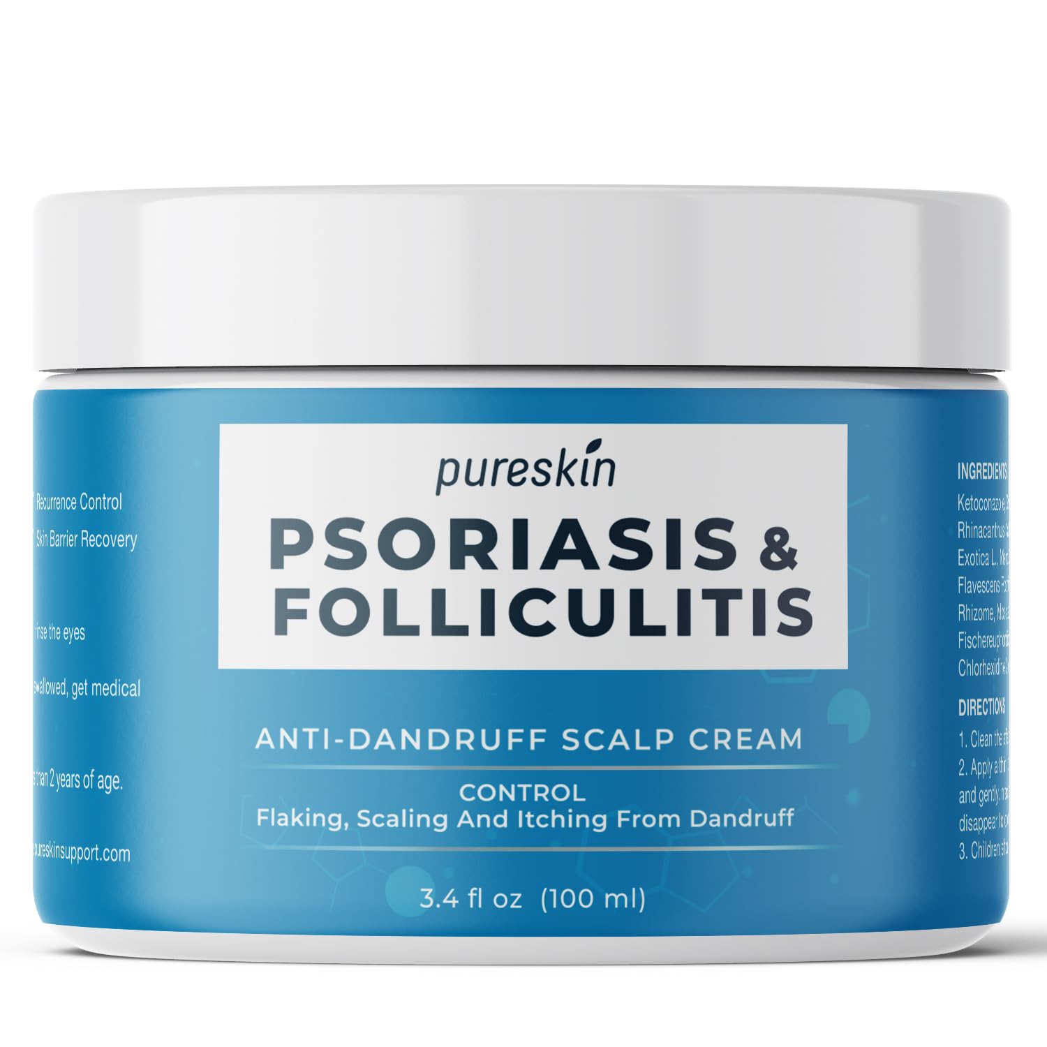 PURESKIN Psoriasis Scalp Treatment Cream - Fast Relief for Scalp Psoriasis, Folliculitis, Dandruff, Seborrheic Dermatitis - Stops Itching, Flaking & Redness – Cooling Mint Formula, Non-Greasy, 3.4 oz