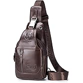 Hebetag Leather Sling Bag Crossbody Backpack for Men Women Travel Outdoor Camping