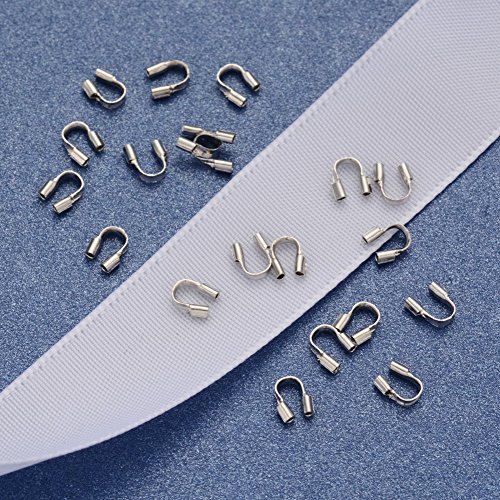 Beadthoven 100pcs Brass Wire Guardian Wire Cable Protectors, Platinum Color, Nickel Free, 4x5x1mm