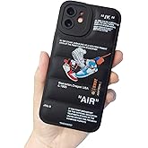 Ins Off Sports Shoes Brand Puffer Phone Case Compatible with iPhone 11 Case 6.1", Funny Sneakers White Label Graphics Aesthetic Soft Silicone Shockproof Full Body Drop Protection Case,Black