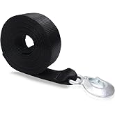 AddSafety 2" x 20' Boat Winch Strap with Hook, 18,000lb Break Strength, Black Boat Winch Strap Replacement for Boat, Jet Ski, Marine Towing