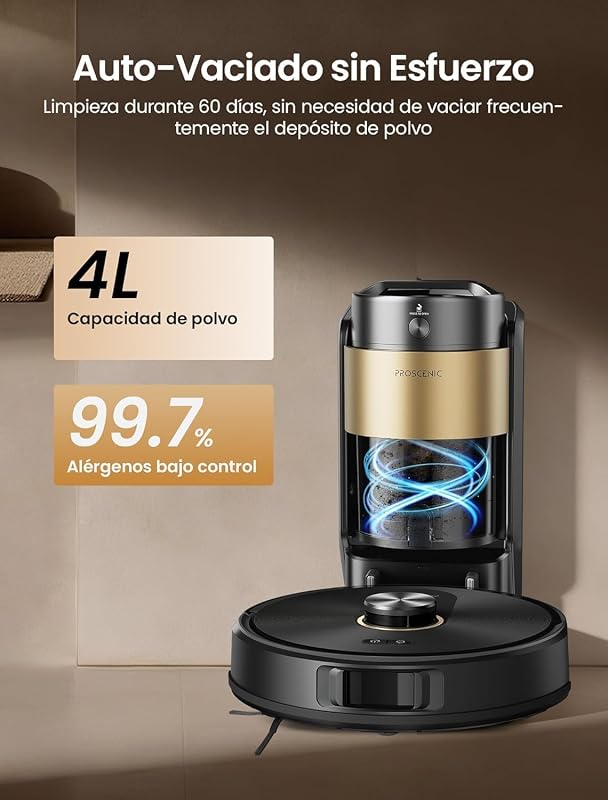 Q20 Pro Robot Aspirador y Fregasuelos 10000 Pa/200Mins, con 4L Base Autovaciado sin Bolsa, Navegación y Cartografía por Láser por App/Voz/Control, para Suelos/Alfombras y pelos de Mascotas