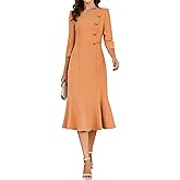 ZEEJINNG Women 3/4 Sleeve Formal Dress Fishtail Midi Work Business Wedding Guest Cocktail Party Dresses